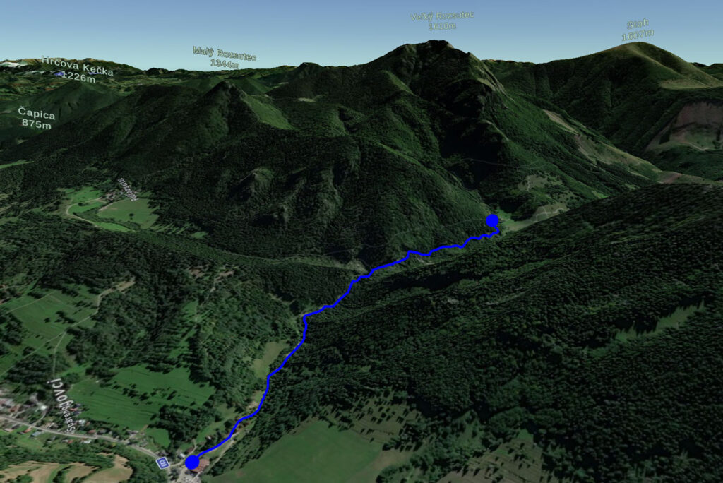 Janosikove diery - Mapa - trasa Dolne diery 